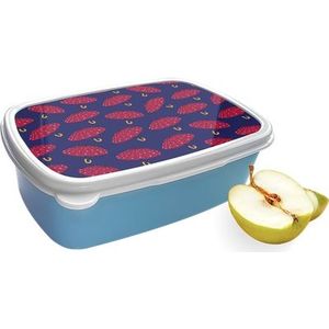 Broodtrommel Blauw met Paraplu's Design