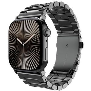 Horlogebandje geschikt voor Apple Watch Bandje (PrimeSteel) - Smartwatchbandjes (+Horloge inkortset) - Universeel bandje geschikt voor Apple 38/40/41/42 mm - Zwart