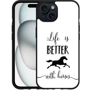 Hardcase Hoesje geschikt voor iPhone15 Life is Better with Horses