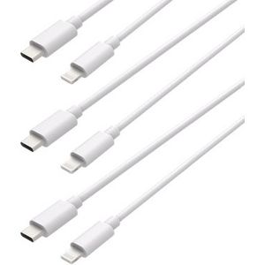 USB-C naar Lightning Kabel - MFI gecertificeerd - 75cm - Wit - 3 stuks