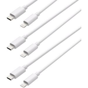 USB-C naar Lightning Kabel - geschikt voor Apple / Apple Oplaadkabel - MFi gecertificeerd - 75cm - Wit - 3 stuks