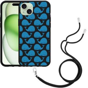 Hoesje met koord Zwart geschikt voor iPhone 15 Plus Whales
