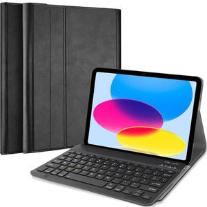 Tablet Hoes met Toetsenbord geschikt voor iPad 11 (2025) 11 inch / 10e generatie (2022) 10.9 inch - QWERTY Bluetooth Keyboard Case - Zwart