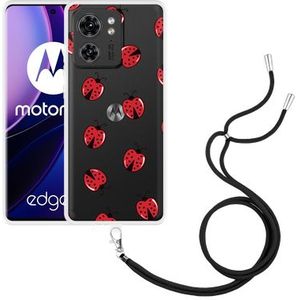 Hoesje met koord geschikt voor Motorola Edge 40 Lieveheersbeestjes