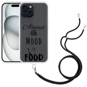 Hoesje met koord geschikt voor iPhone 15 Mood for Food Black