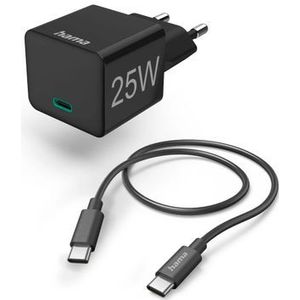 Hama 25W USB-C Snellader - USB-C naar USB-C kabel - Zwart