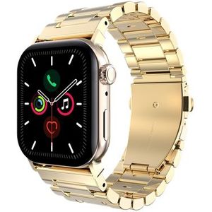 Horlogebandje geschikt voor Apple Watch Bandje (PrimeSteel) - Smartwatchbandjes (+Horloge inkortset) - Universeel bandje geschikt voor Apple 38/40/41/42 mm - Goud