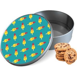 Koektrommel Raketjes Rond - Bewaarblik 15x15x5 cm