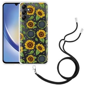 Hoesje met koord geschikt voor Samsung Galaxy A34 Sunflowers