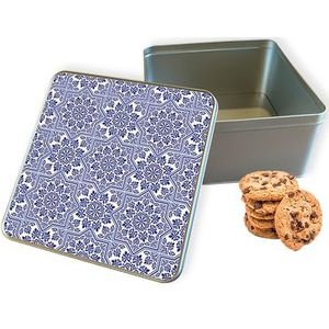 Koektrommel Delfts Blauw II Vierkant - Bewaarblik 20x20x10 cm