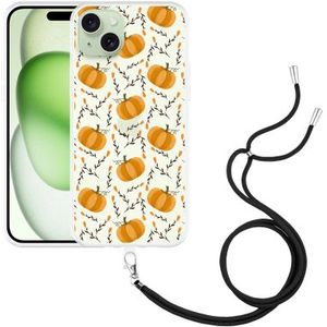 Hoesje met koord geschikt voor iPhone 15 Plus Pumpkins