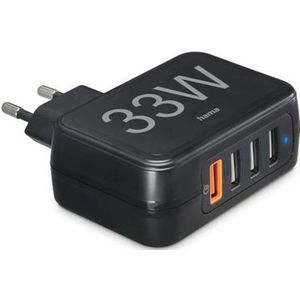 Hama 33W Oplaadstation met 4 poorten - 4 x USB-A poorten - Zwart