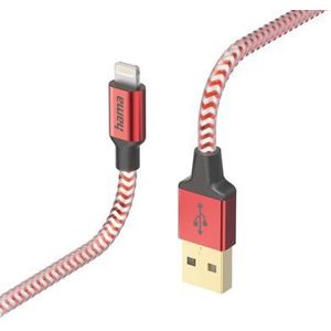 Hama Reflective USB-A naar Lightning Kabel - MFI-gecertificeerd - 150cm - Rood
