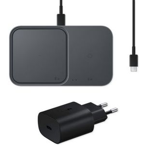 Samsung USB-C Adapter met kabel 25W Super Fast Charging (Power Delivery) + Samsung Wireless Charger Duo Pad - Wit