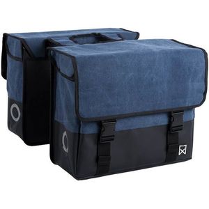 Dubbele fietstas Canvas Tas Plus 40L Blauw/Matzwart