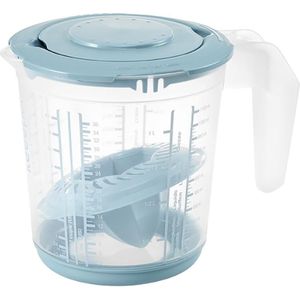 Keeeper - Maatbeker met deksel en Citruspers - Antislip- 1L - 14x15cm - noords blauw