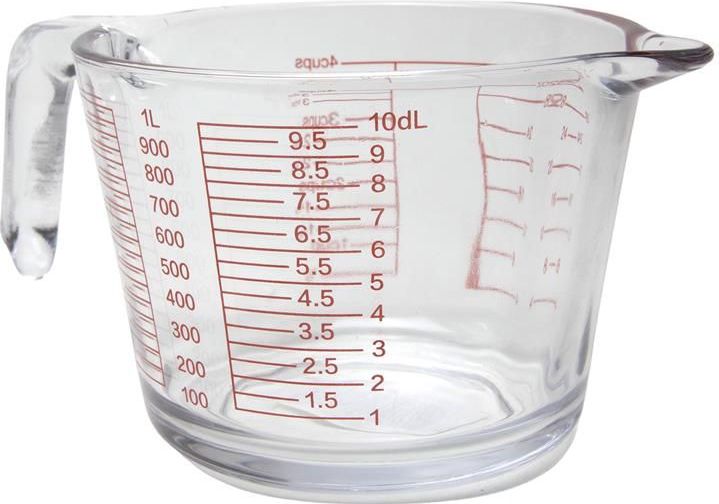 Maatbeker glas 1L transparant Glas Svenska Living Maatbeker
