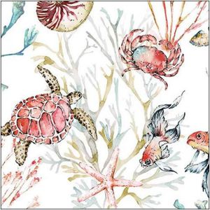 Ambiente Servet 33 Sea Animals FSC Mix wit Ambiente Servetten