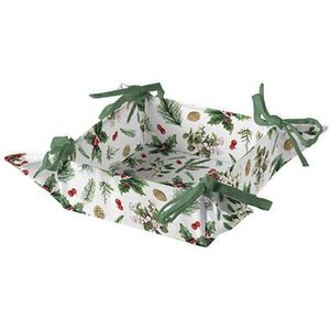 Ambiente Broodmand Winter Greenery Wit Katoen 35x35cm wit Ambiente Broodmand