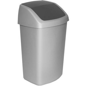 Curver Afvalbak Swing 10 liter zilver/antraciet 24,6x19,8x37x3cm antraciet Kunststof Curver Prullenbak (20.0000cm x 25.0000cm)