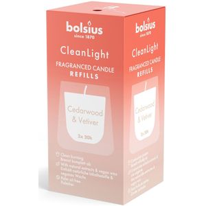 Bolsius - Clean Light - Geurkaars - Navulling - 2 stuks per verpakking - Cedarwood & Vertiver