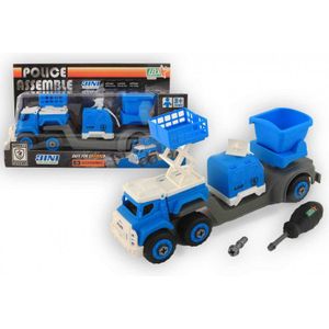 Jonotoys Vrachtwagen Police Assemble Junior 27 Cm Blauw 2-delig