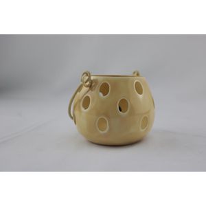 Loiret Lantaarn S beige 11x11x8,5cm bruin Metaal Mansion Atmosphere Waxinelichtjeshouder