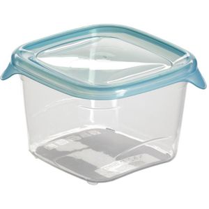 Curver Fresh & Go Vershoudbakjes met deksel - Vierkant - 3x0,45L - 3 stuks - Transparant/Blauw