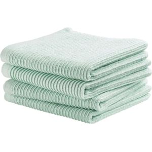 DDDDD - 4x Vaatdoek - Gestreept - Pastel Groen - 30 x 30 cm - Set van 4 stuks