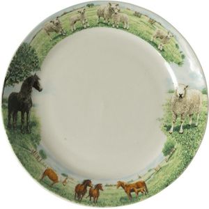 Wiebe's Farm Bord paard schaap Ø18cm doos a 6 stuks porselein multi Porselein Wiebe van der Zee Bord