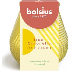 Bolsius True Citronella Patiolight Glas Ø9,1xh9,4cm geel Wax Bolsius Kaars