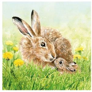 Ambiente Servetten 25x25cm Hare Family 20 Stuks multi Papier Ambiente Decoratief beeld of figuur
