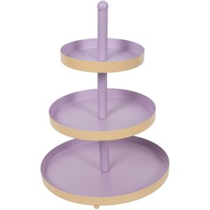 Etagere metaal 3-laags Ø25xh35cm paars Metaal Merkloos Etagère