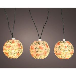 Lumineo Solar lantaarn L450cm 10 lampionnetjes LED met bloemenprint wit Nylon Lumineo Lichtsnoer (4.5000cm x cm)