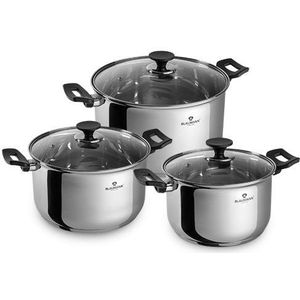 Blaumann Pannenset 6-delig Gourmet Line zilver RVS Blaumann Pan