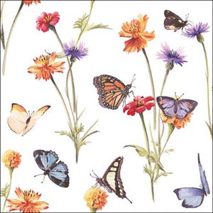 Ambiente Servetten Butterfly garden white 33cm FSC Mix wit Papier Ambiente Servetten