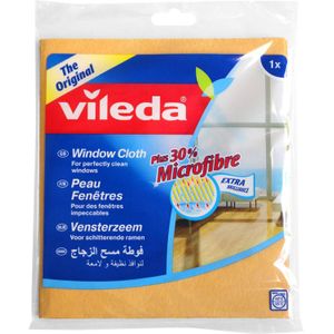Vileda vensterzeem 40x36cm met 30% microvezel geel Microvezel Vileda Zeem