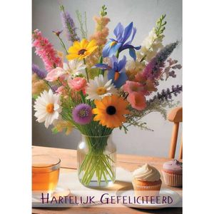 Wenskaarten Hartelijk Gefeliciteerd Bloem Pakje A 10 Stuks Met Envelop Merkloos Wenskaart