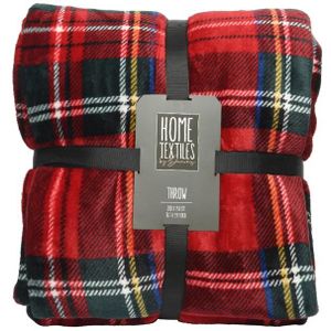 Plaid Polyester Flanel Ruit 150x200cm rood Decoris Plaid