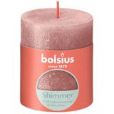 Bolsius Rustiek Stompkaars Hoogte 8 cm - Ø68 mm Shimmer Pink