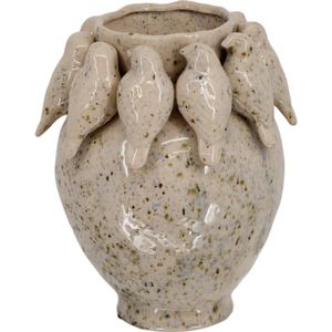 Vaas met vogels cement 22,7x22,7x28cm beige Beton Dijk Natural Collections Vaas