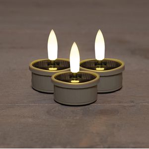 Solar Theelicht Zand 3D Lont Set A 3 beige Kunststof Anna's Choice Led kaars