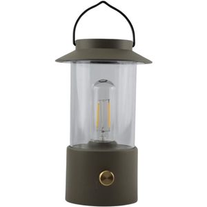 LED Lantaarn taupe 24x9cm draadloos warm wit dimbaar inclusief usb kabel taupe Kunststof Anna's Choice Tafellamp