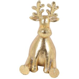 Rendier zittend Brant S goud polystone 6x7x11cm goud Aardewerk Countryfield Decoratief beeld of figuur