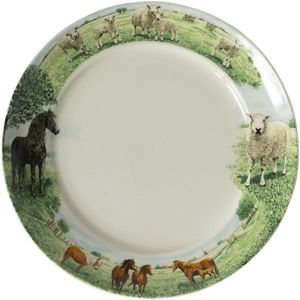 Wiebe's Farm Bord paard schaap Ø21cm doos a 6 stuks porselein multi Porselein Wiebe van der Zee Bord