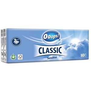 Ooops! Tissues classic sensitive 10x10pcs wit Papier Ooops! Zakdoekje