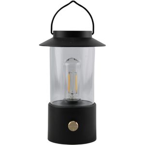 LED Lantaarn zwart 24x9cm draadloos warm wit dimbaar inclusief usb kabel zwart Kunststof Anna's Choice Lantaarn