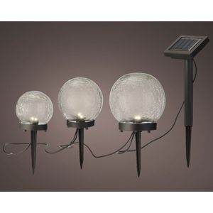 Lumineo Solar Stake Light Set Van 3 Lampen Dia 8cm Dia 10cm Dia 12cm transparant Lumineo Grondspie