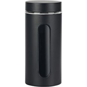 Voorraadpot venster zwart mat 10x10x22,5cm 1200ml glas zwart Glas Kitchen Tools Voorraadpot (10.0000cm x 10.0000cm)