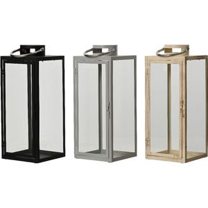 Decoris Lantaarn metaal H48cm B18,5cm verkrijgbaar in zwart, lichtgrijs of beige zwart Metaal Decoris Lantaarn